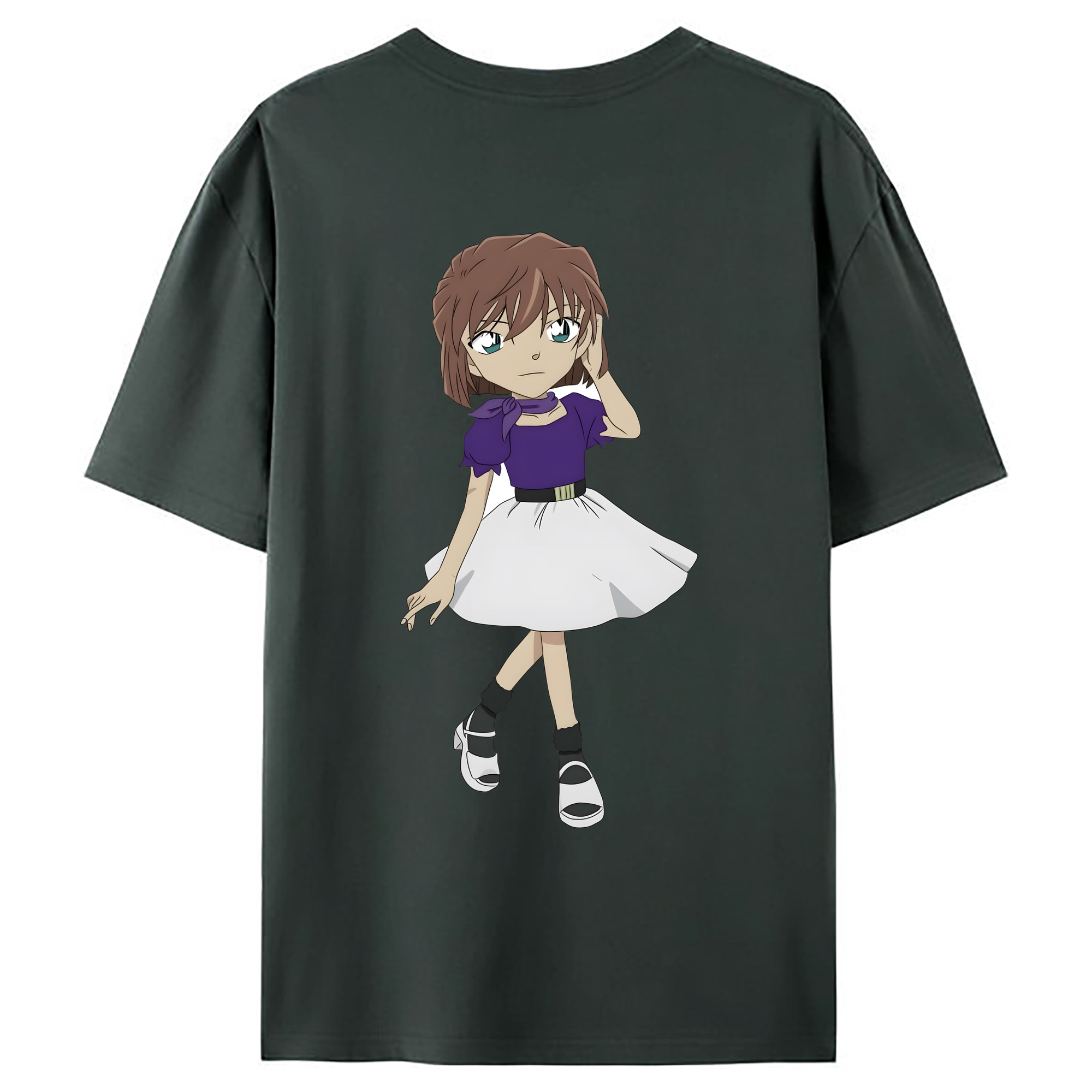 （画像用） 名探偵コナン 灰原 哀 はいばら あい Detective Conan Anita Hailey、Vi Graythorn Haibara Ai 綿100％ メンズ半袖Tシャツ（バックプリント） 通気性
